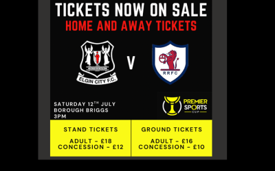 Elgin City v Raith Rovers Tickets now on sale !